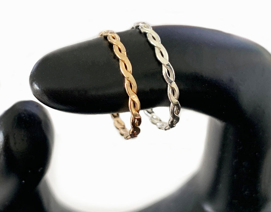 Braid Skinny Gold Fill Ring - Large Sizes