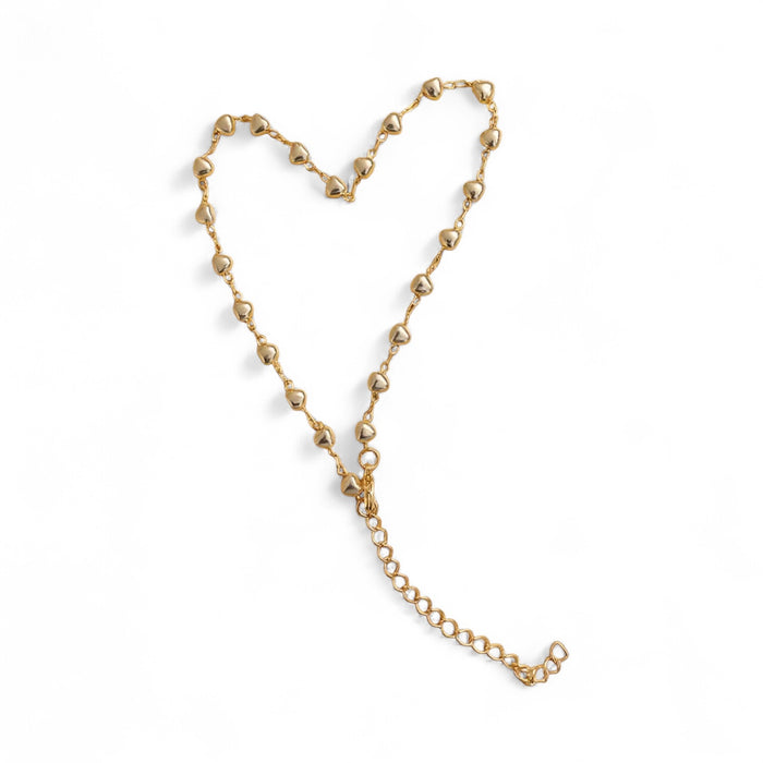 Heart Pearl Chain 18k Gold Fill Anklet - 3 Pack