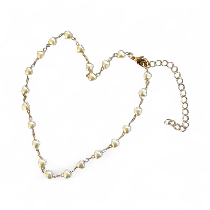 Heart Pearl Chain 18k Gold Fill Anklet - 3 Pack