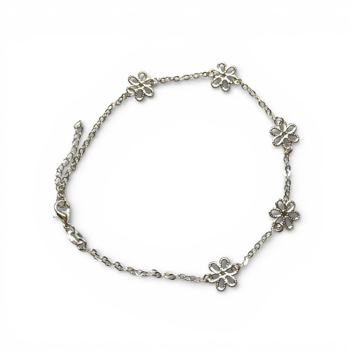 Flower Power Gold or Silver Anklet - 3 Pack