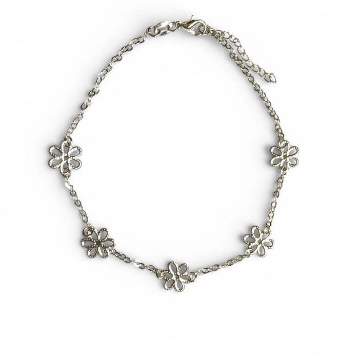 Flower Power Gold or Silver Anklet - 3 Pack