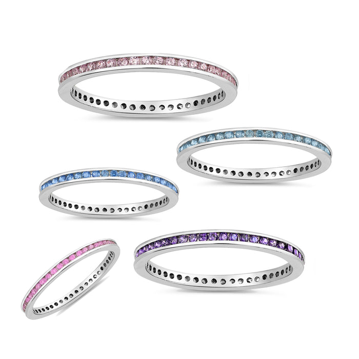 Colorful CZ Micro Eternity Sterling Toe Ring