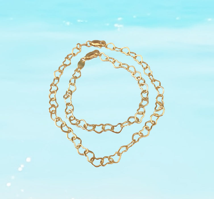 Linked Hearts Chain Anklet - 3 Pack