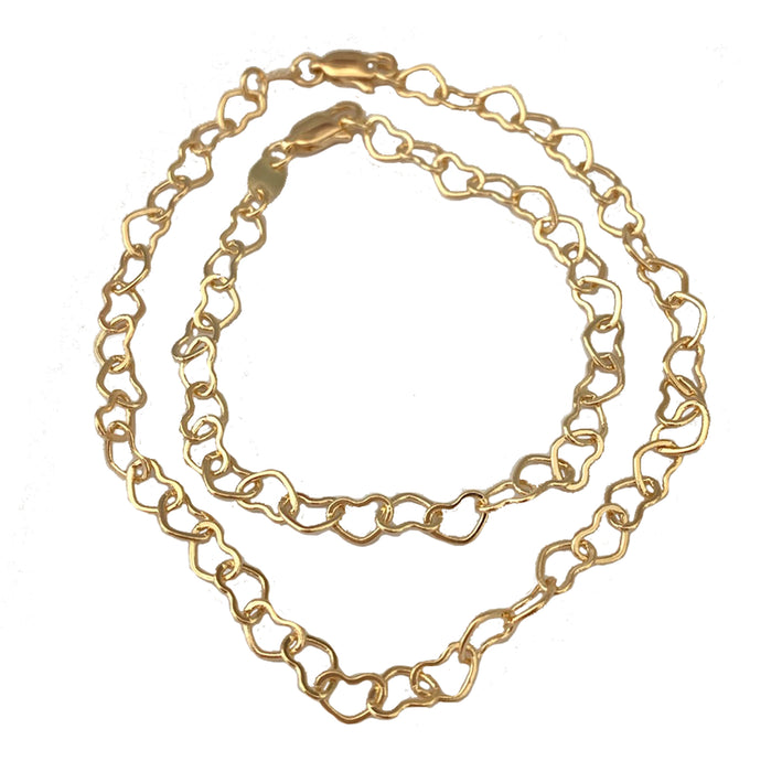 Linked Hearts Chain Anklet - 3 Pack