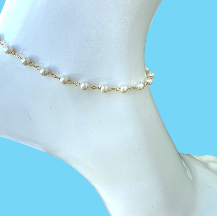 Pearl Chain 18k Gold Fill Anklet - 3 Pack