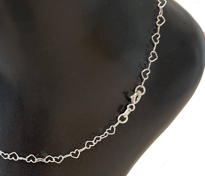 Heart Chain Sterling Anklet - 3 Pack