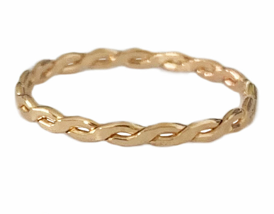 Braid Skinny Gold Fill Ring - Large Sizes