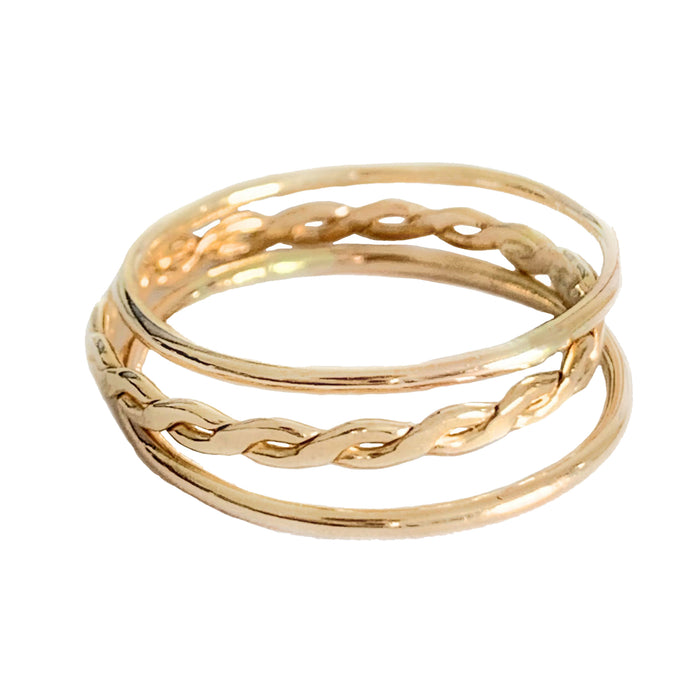 Braid Skinny Gold Fill Ring - Large Sizes