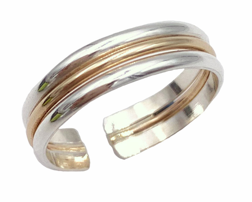 Triple Stack Sterling & Gold Fill & Sterling Adj